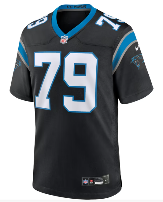 Men's Nike Ikem Ekwonu Black Carolina Panthers Game Jersey