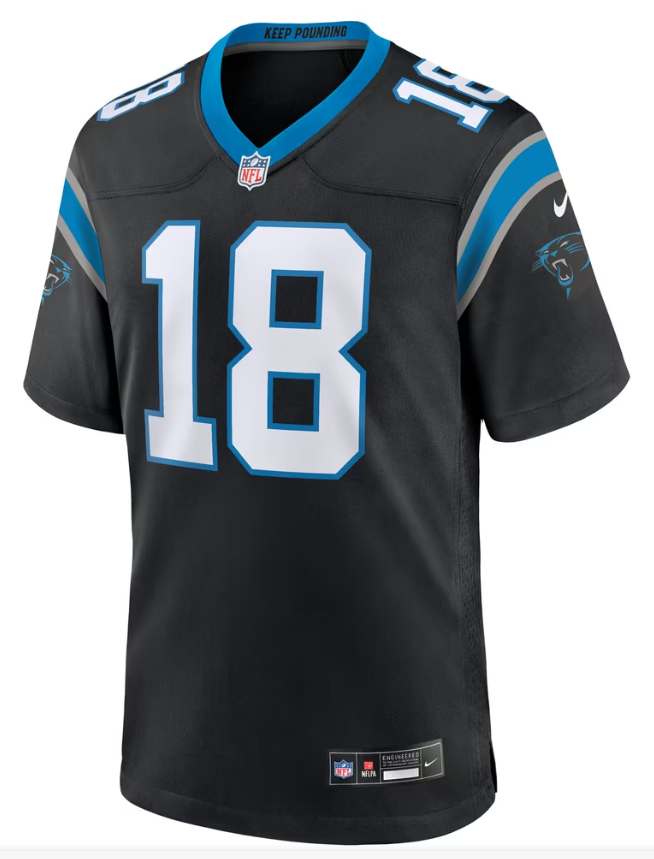 Men's Nike Jalen Coker Black Carolina Panthers Team Game Jersey