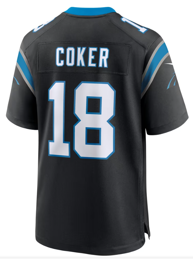 Men's Nike Jalen Coker Black Carolina Panthers Team Game Jersey