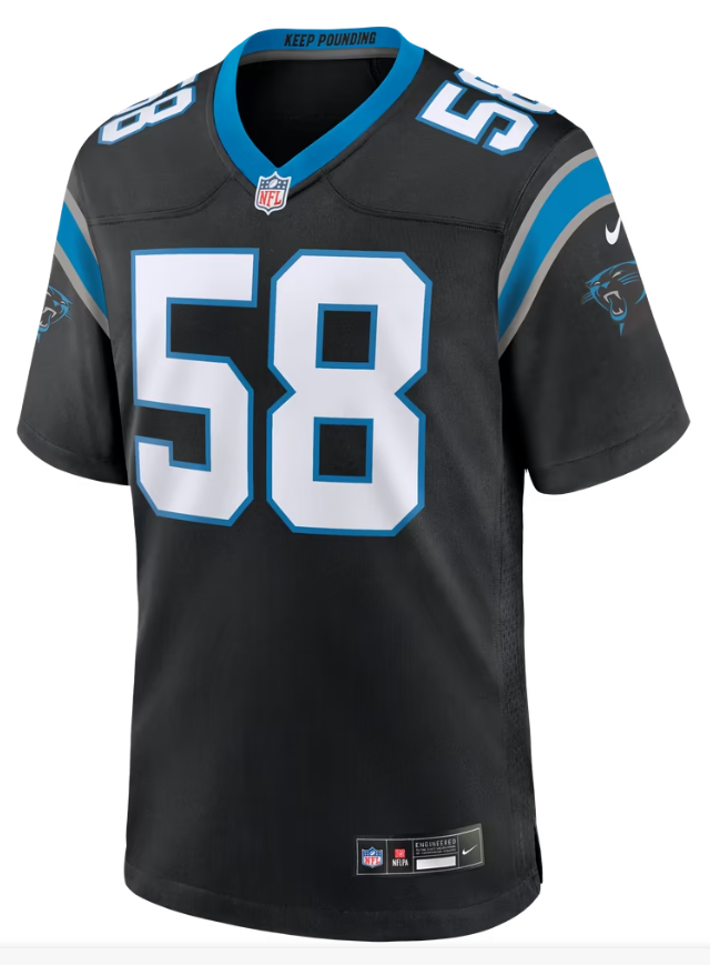 Men's Nike Bobby Okereke Black Carolina Panthers Team Game Jersey