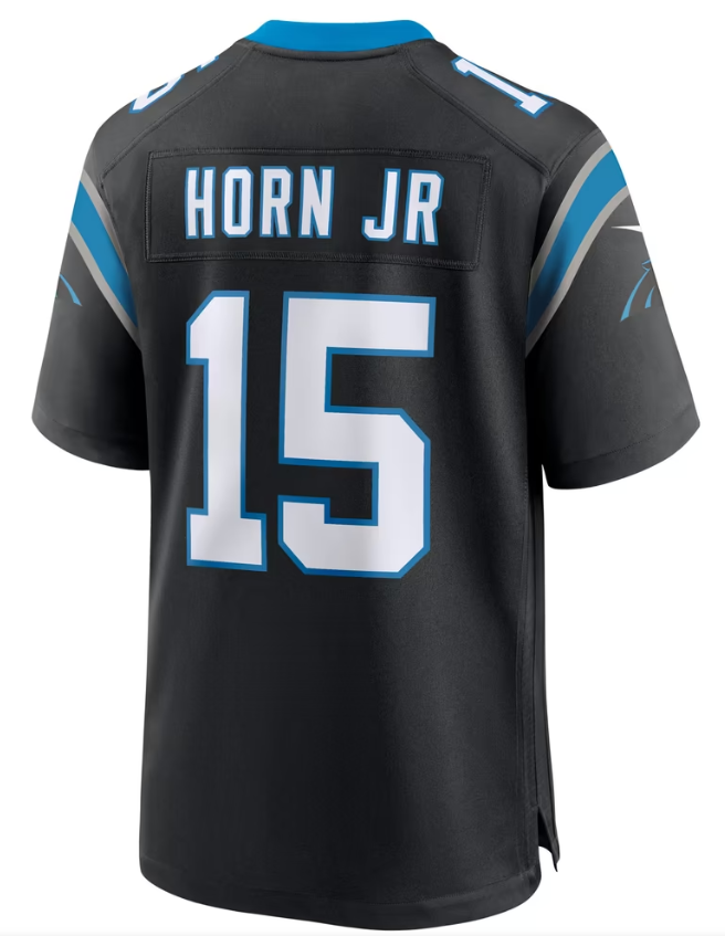 Men's Nike Jimmy Horn Jr Black Carolina Panthers Team Game Jersey