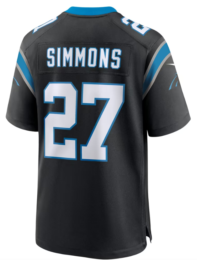 Men's Nike Isaiah Simmons Black Carolina Panthers Team Game Jersey