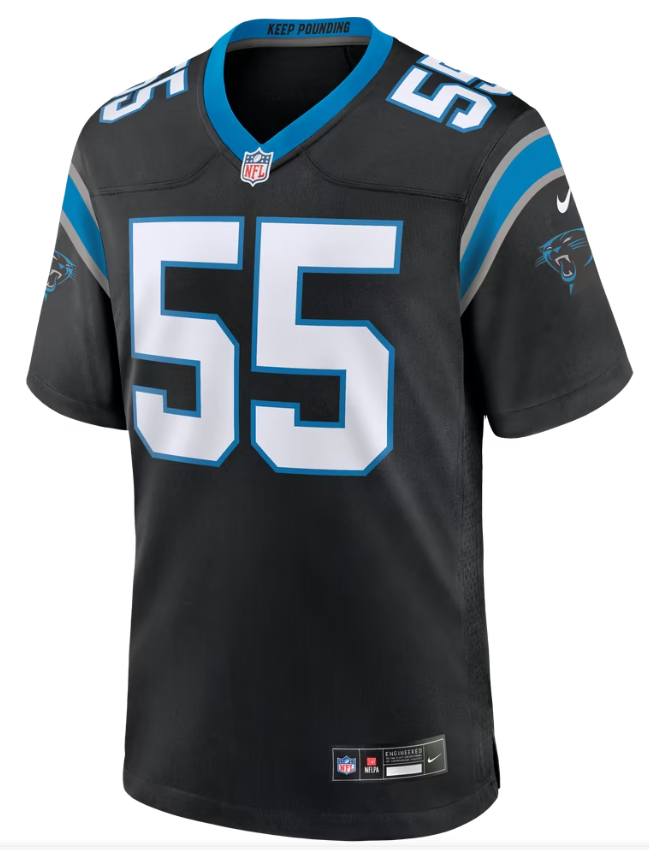 Men's Nike Maema Njongmeta Black Carolina Panthers Team Game Jersey