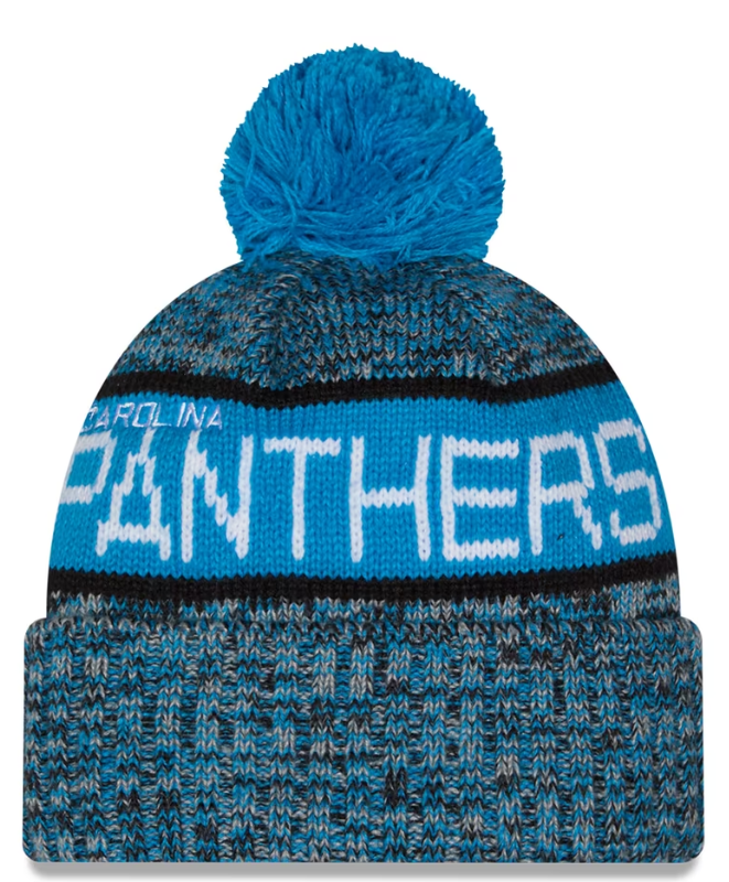 Men's New Era Blue Carolina Panthers Marled Cuffed Knit Hat with Pom