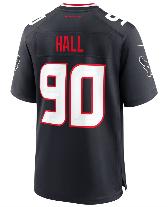 Men's Nike Logan Hall Navy Houston Texans Team Game Jersey