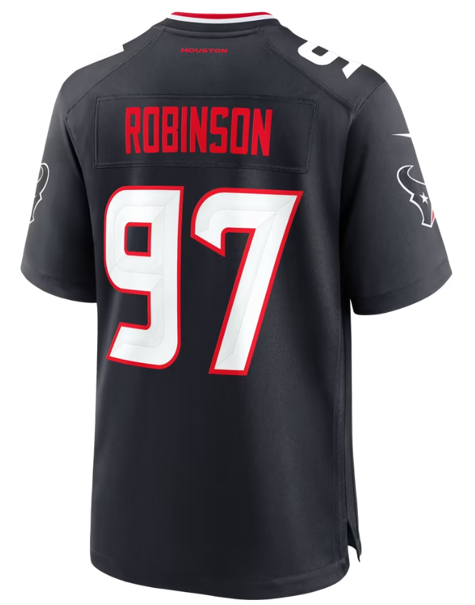 Men's Nike Dominique Robinson Navy Houston Texans Team Game Jersey