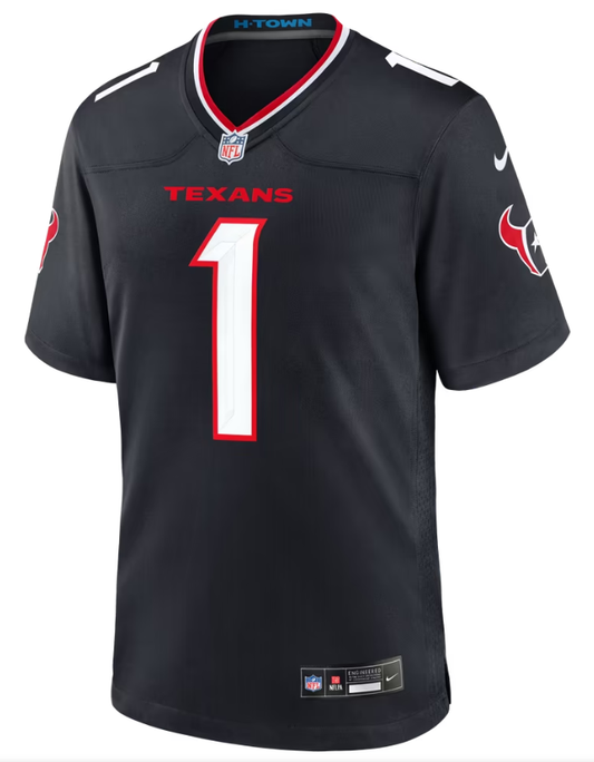 Men's Nike Number 1 Groom Navy Houston Texans Game Jersey