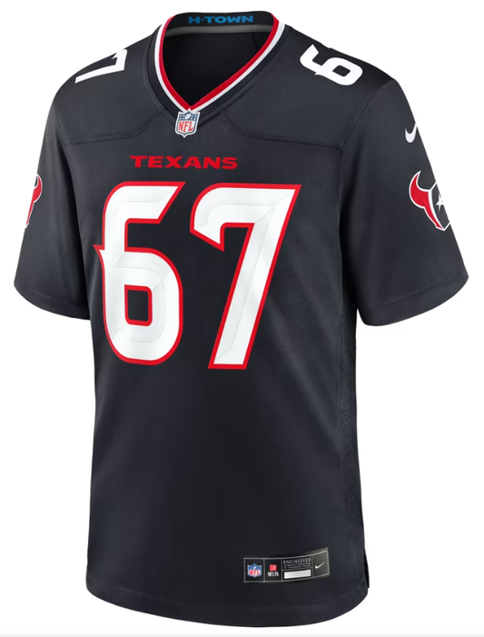 Men's Nike Evan Brown Navy Houston Texans Team Game Jersey