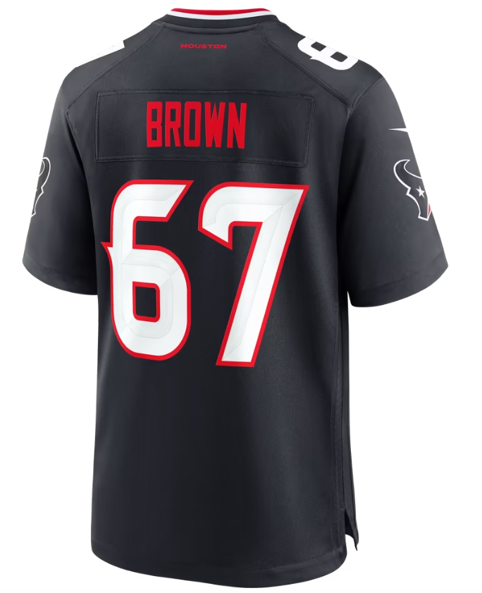 Men's Nike Evan Brown Navy Houston Texans Team Game Jersey