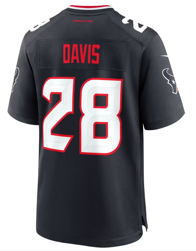 Men's Nike Jaden Davis Navy Houston Texans Team Game Jersey