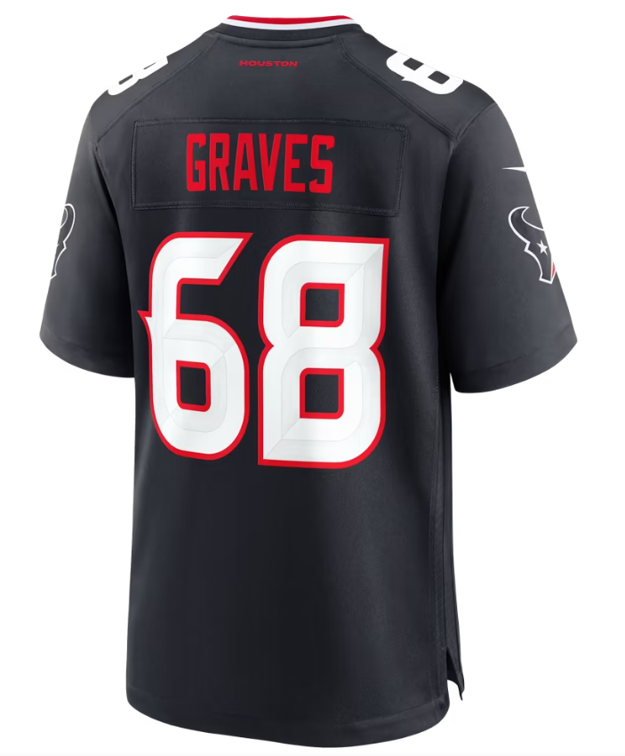 Men's Nike Aaron Graves Navy Houston Texans Team Game Jersey