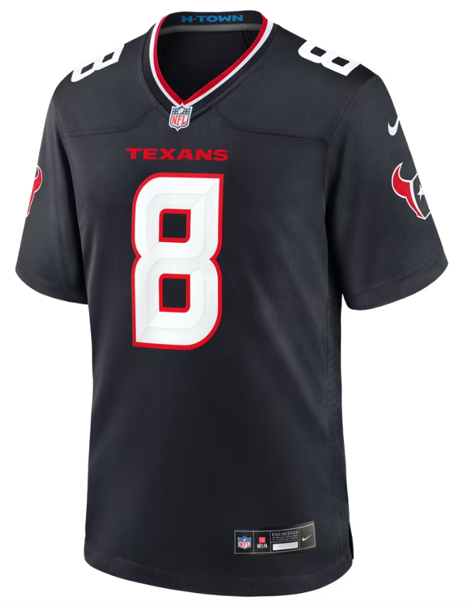 Men's Nike Cade Stover Navy Houston Texans Team Game Jersey