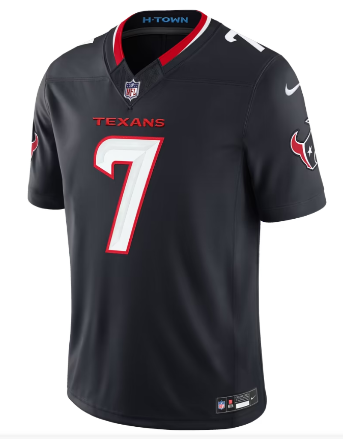 Men's Nike C.J. Stroud Navy Houston Texans Team Vapor F.U.S.E. Stitched Limited Jersey