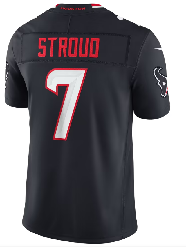 Men's Nike C.J. Stroud Navy Houston Texans Team Vapor F.U.S.E. Stitched Limited Jersey