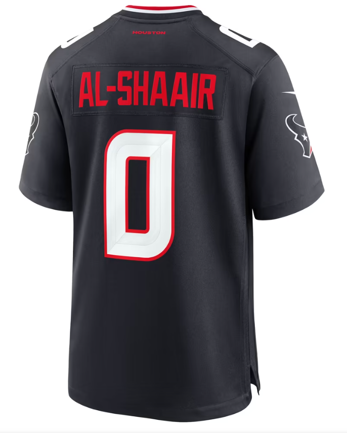 Men's Nike Azeez Al-Shaair Navy Houston Texans Team Game Jersey