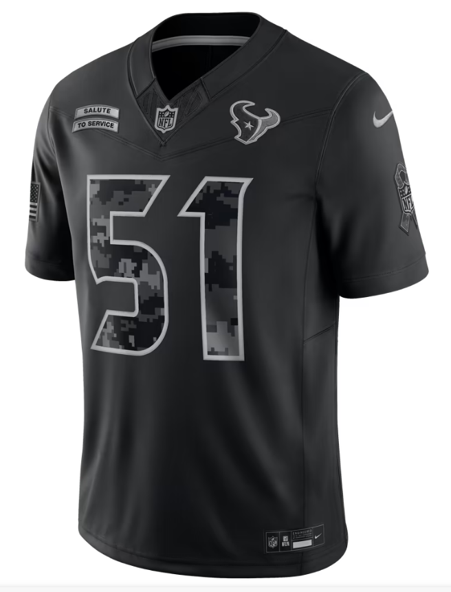 Men's Nike Will Anderson Jr. Black Houston Texans 2026 Salute to Service Stitched Limited Jersey