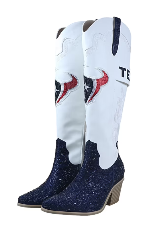 Women's FABGATING by Cuce White Houston Texans Crystal Cowboy Boots