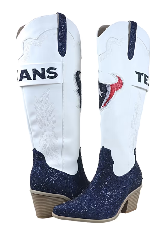 Women's FABGATING by Cuce White Houston Texans Crystal Cowboy Boots