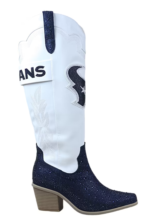 Women's FABGATING by Cuce White Houston Texans Crystal Cowboy Boots