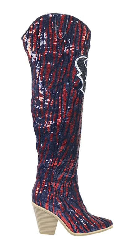FABGATING by Cuce Houston Texans Over-the-Knee Two-Tone Sequin Boots