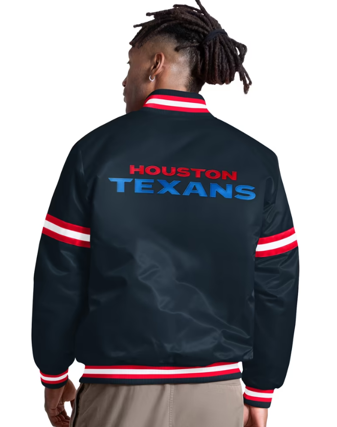 Men's Starter Navy Houston Texans Courtside II Alternate Logo Varsity Full Snap Jacket