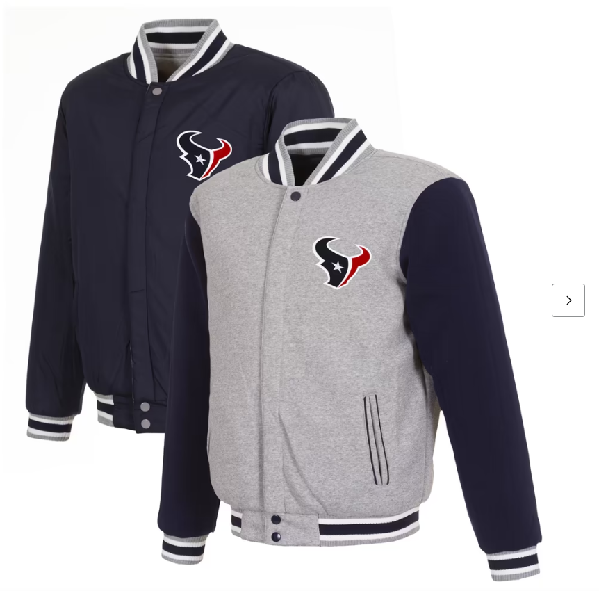 Men's JH Design Gray/Navy Houston Texans Reversible Fleece Full-Snap Jacket