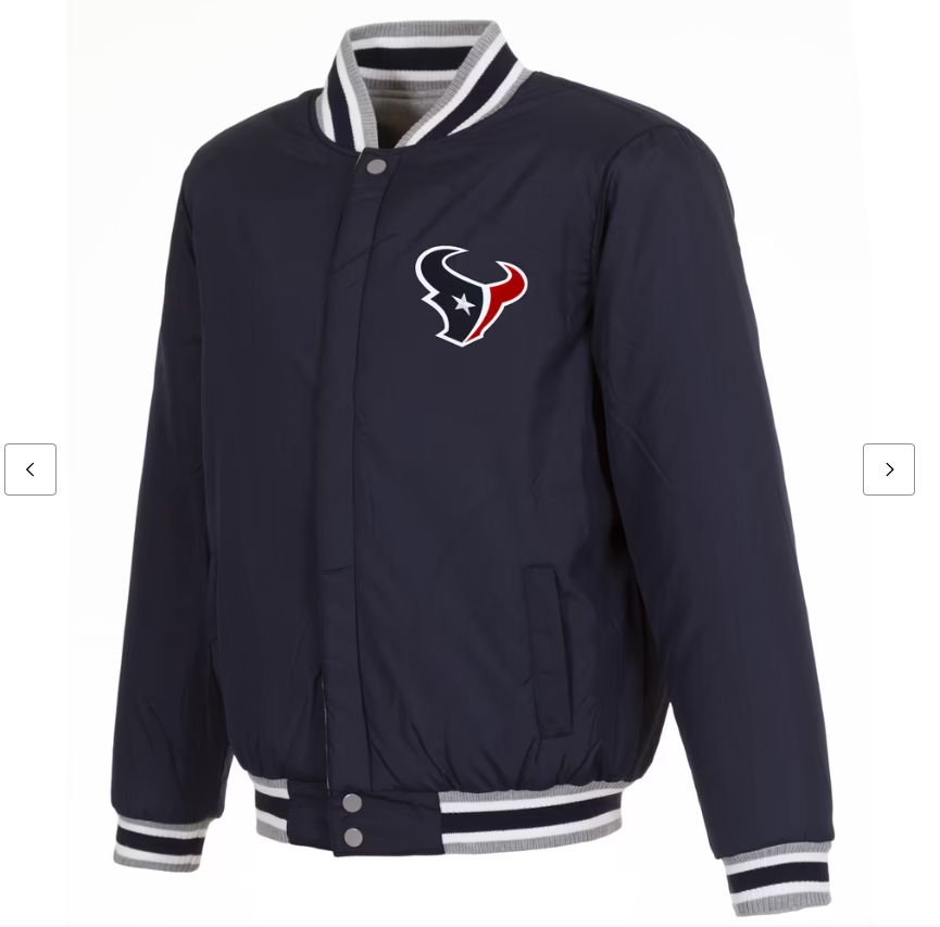 Men's JH Design Gray/Navy Houston Texans Reversible Fleece Full-Snap Jacket